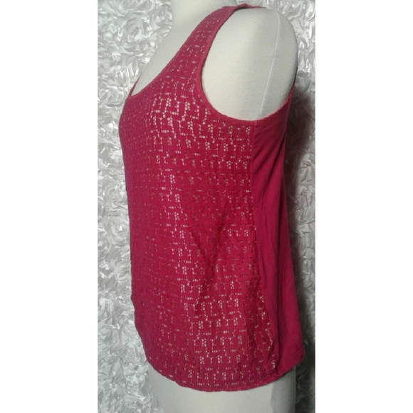 Ann Taylor Fuchsia lace sleeveless shirt size M - Picture 3 of 8